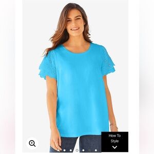 Eyelet Ruffle Tee- 2X